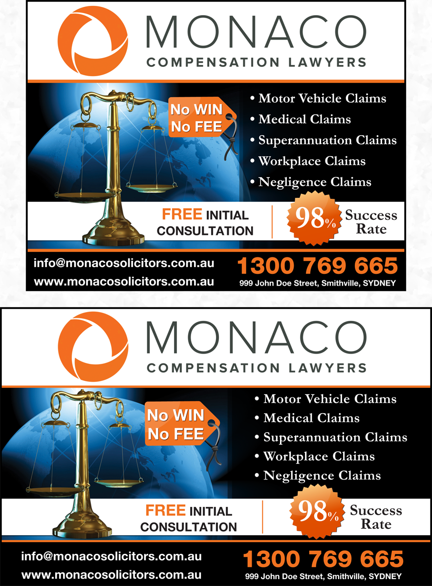 Advertisement Design by JustRightHere for Monaco Solicitors | Design #3766638