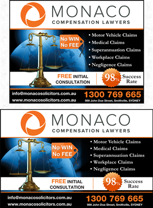 Advertisement Design by JustRightHere for Monaco Solicitors | Design: #3766638