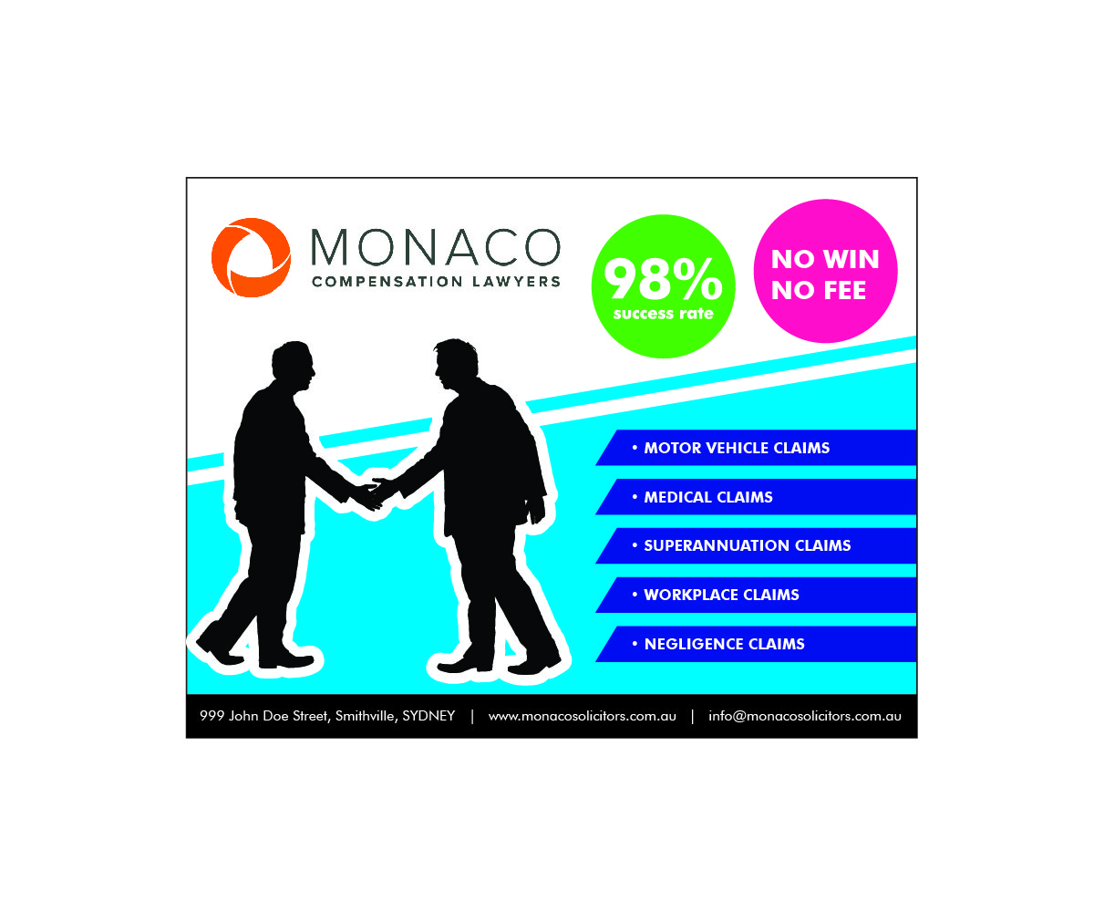 Advertisement Design by Boon for Monaco Solicitors | Design #3739414