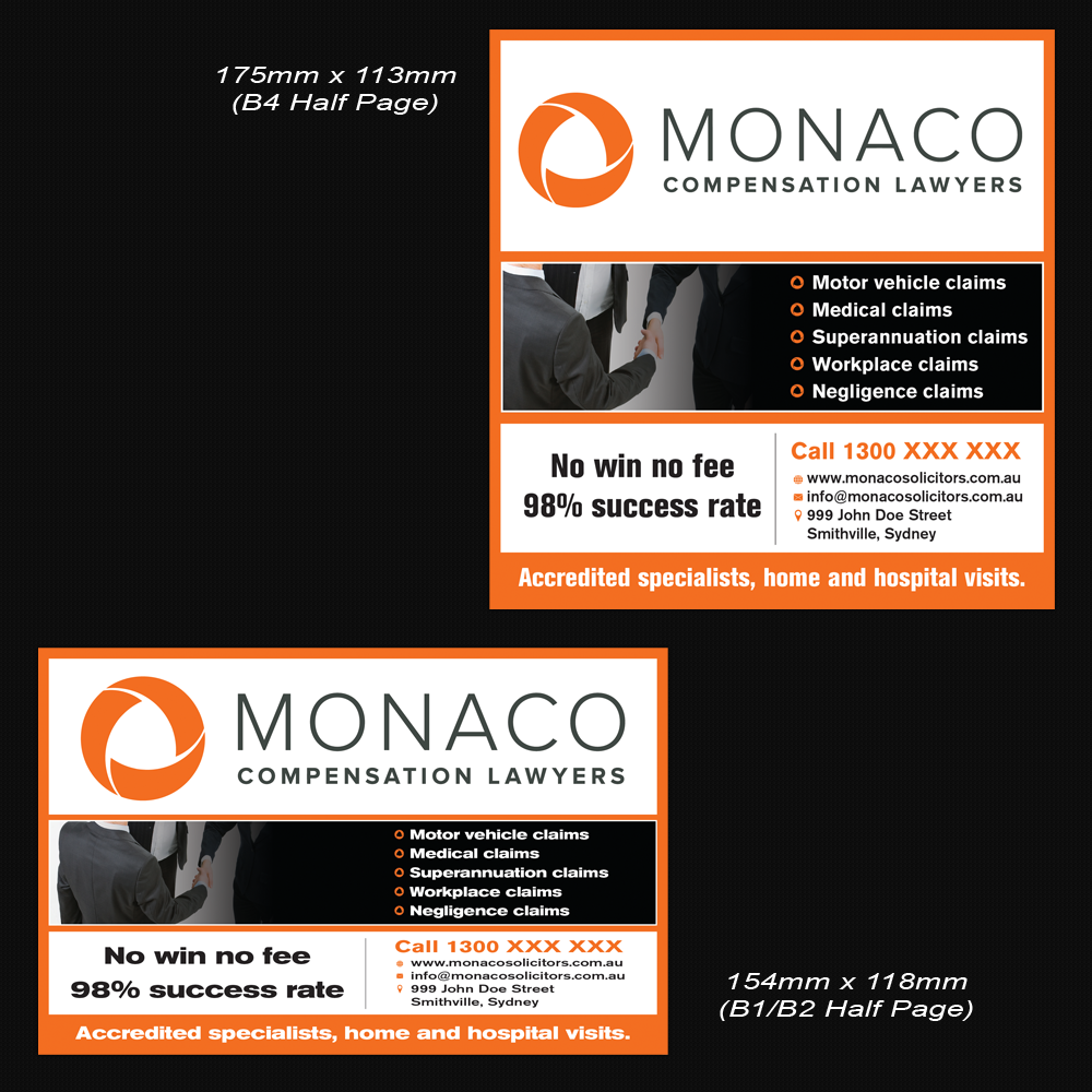Advertisement Design by Mon01 for Monaco Solicitors | Design #3732293