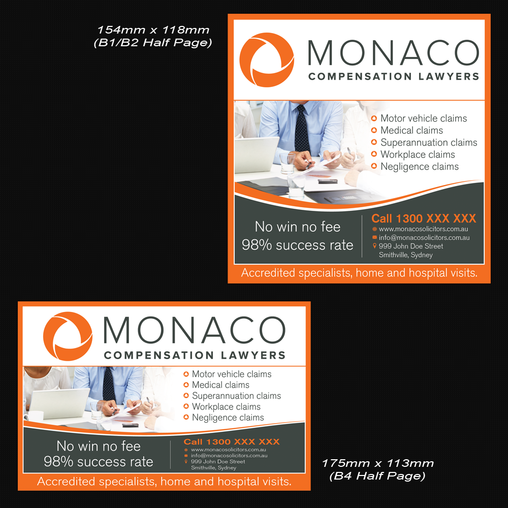 Advertisement Design by Mon01 for Monaco Solicitors | Design #3755544