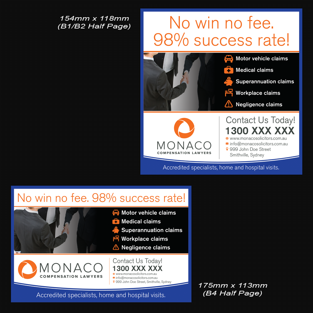Advertisement Design by Mon01 for Monaco Solicitors | Design #3770074