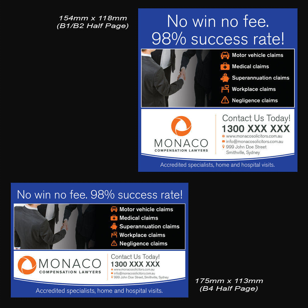 Advertisement Design by Mon01 for Monaco Solicitors | Design #3770181