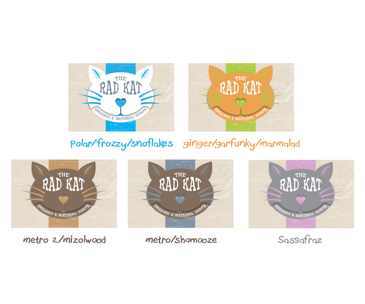 Label Design by HotGeckoMedia for The Rad Kat Organic & Natural Soaps | Design #3798357