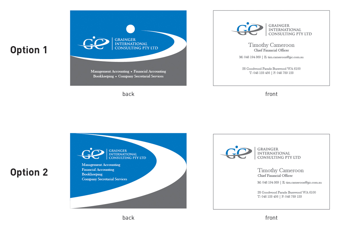 Business Card Design by ialmostforgot for Grainger International Consulting Pty Ltd | Design #3752375