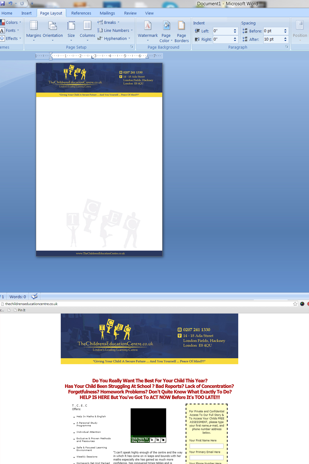 Letterhead Design by Nelsur for TheChildrensEducationCentre.co.uk | Design #3795696