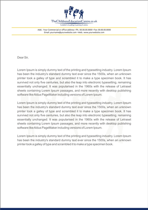 Letterhead Design by INDIAN_Ashok for TheChildrensEducationCentre.co.uk | Design: #3746296