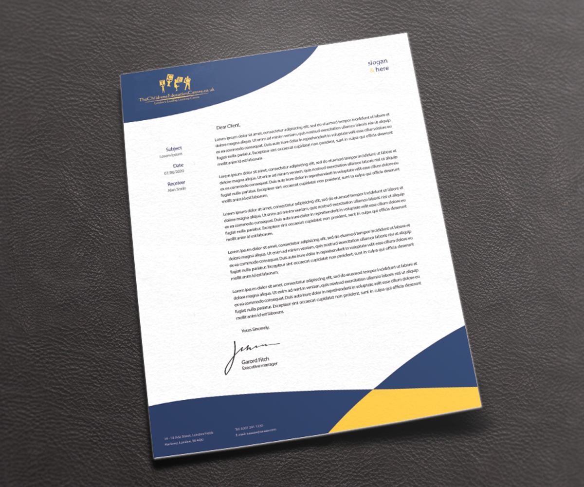 Letterhead Design by Creative Youngers for TheChildrensEducationCentre.co.uk | Design #3788727