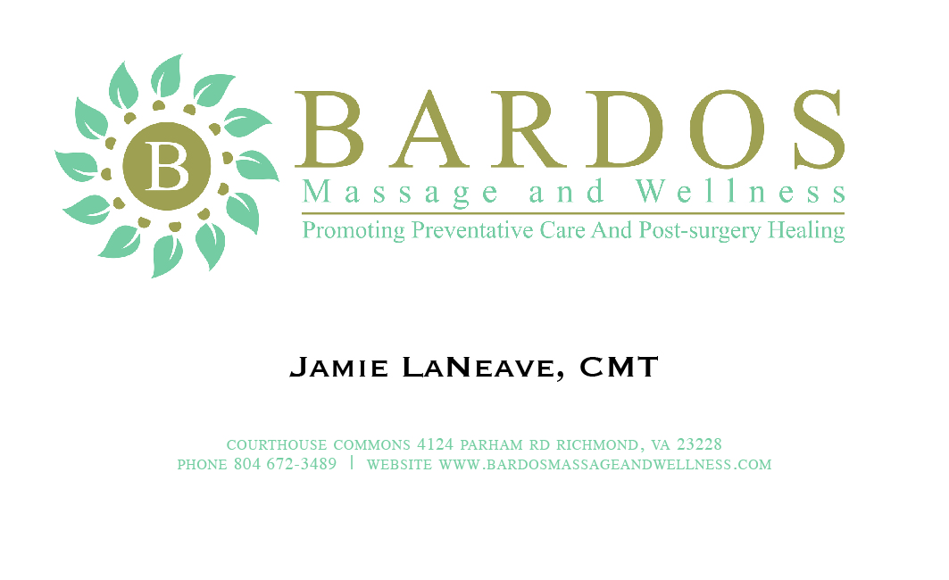 Visitenkarten-Design von georgiekmck für Bardos Massage and Wellness | Design #3761791