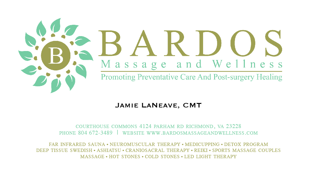 Visitenkarten-Design von georgiekmck für Bardos Massage and Wellness | Design #3761802