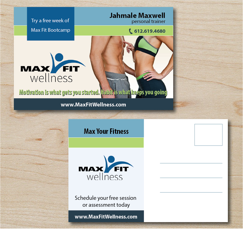 Diseño de Postal por alex989 para Max Fit Wellness | Diseño #3758746