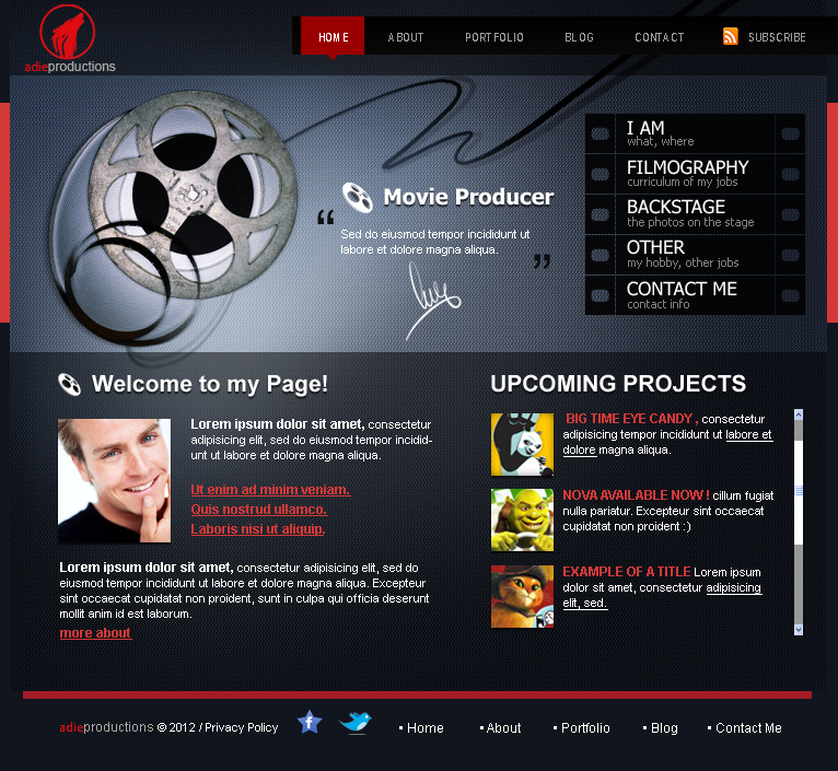 Web Design by Desire Design Solutions for Adie Productions | Design #1003540
