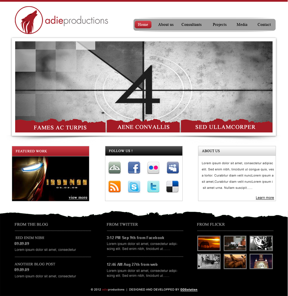 Web Design by Desire Design Solutions for Adie Productions | Design #1003564