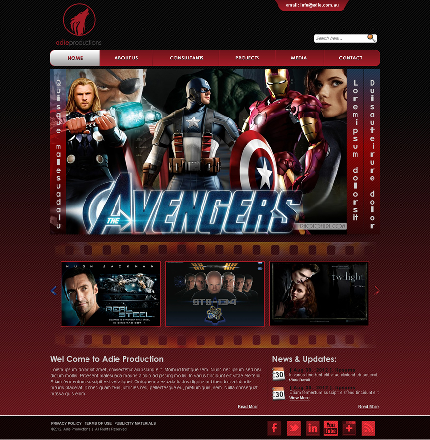 Diseño Web por Sbss para Adie Productions | Diseño #1000101