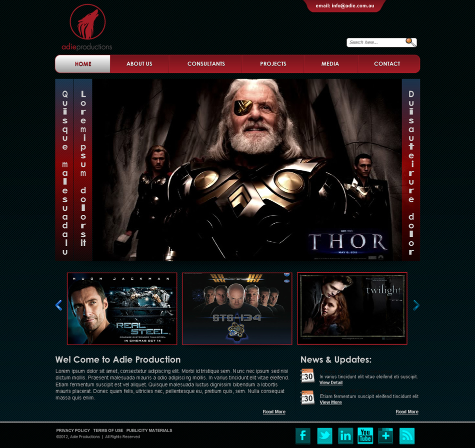 Web Design by Sbss for Adie Productions | Design #1000131