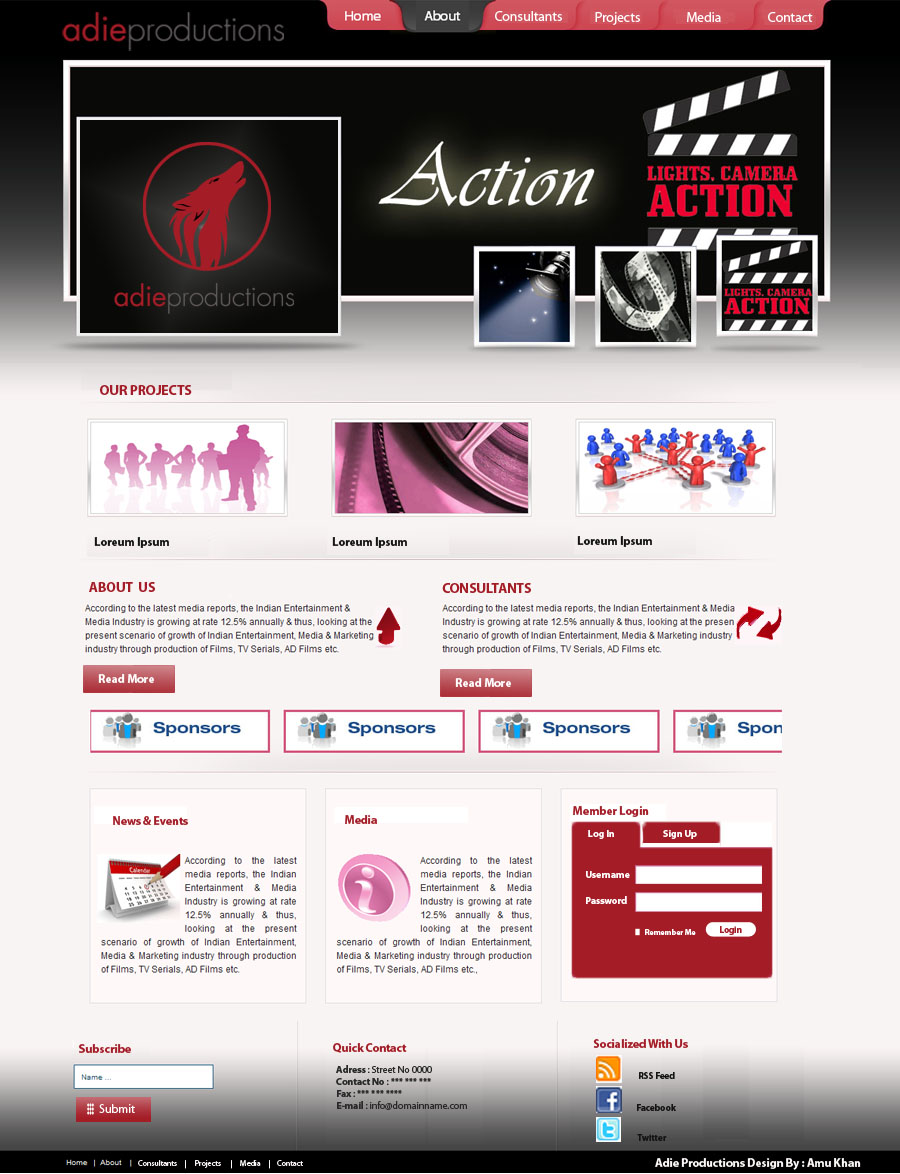 Web Design by amu for Adie Productions | Design #1002270