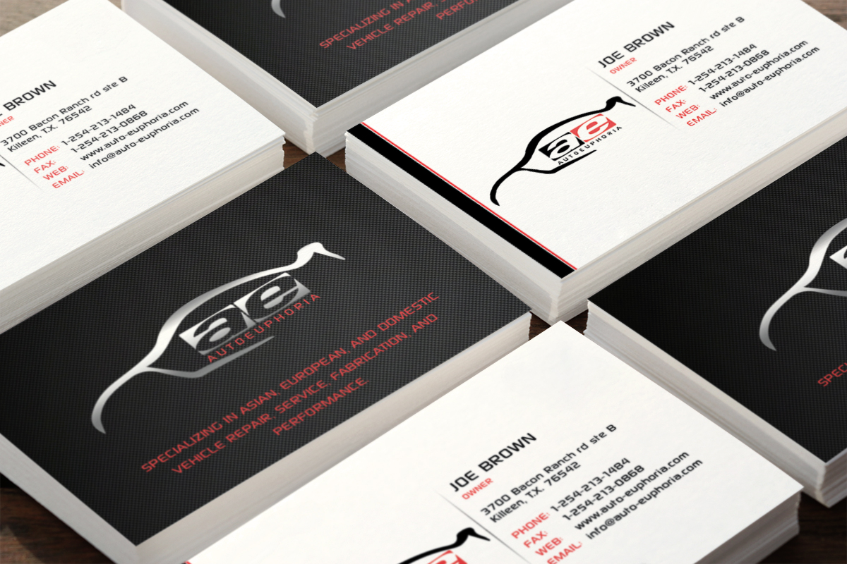 Business Card Design by InfiniteDesign for Euphoria Auto Works LLC | Design: #3774402