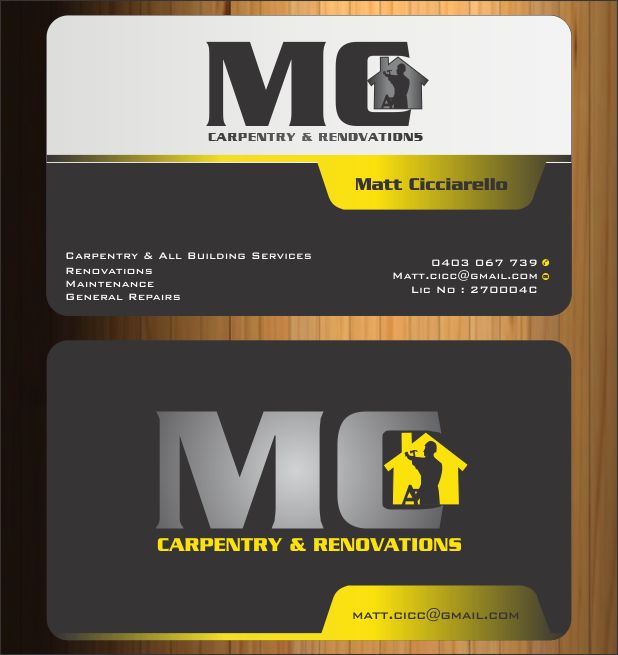 Business Card Design by Imagination for MC Carpentry & Renovations | Design #3774137