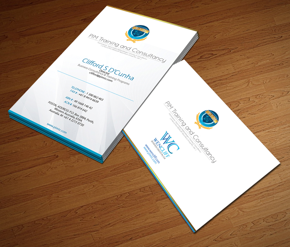 Business Card Design by Hammad Ali for WENCLIFF Business Group Pty T/as PIM Training & Consultancy | Design #3764665