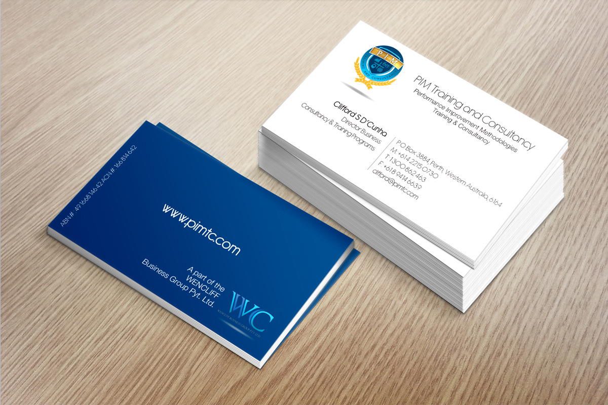 Business Card Design by designjeep for WENCLIFF Business Group Pty T/as PIM Training & Consultancy | Design: #3764863