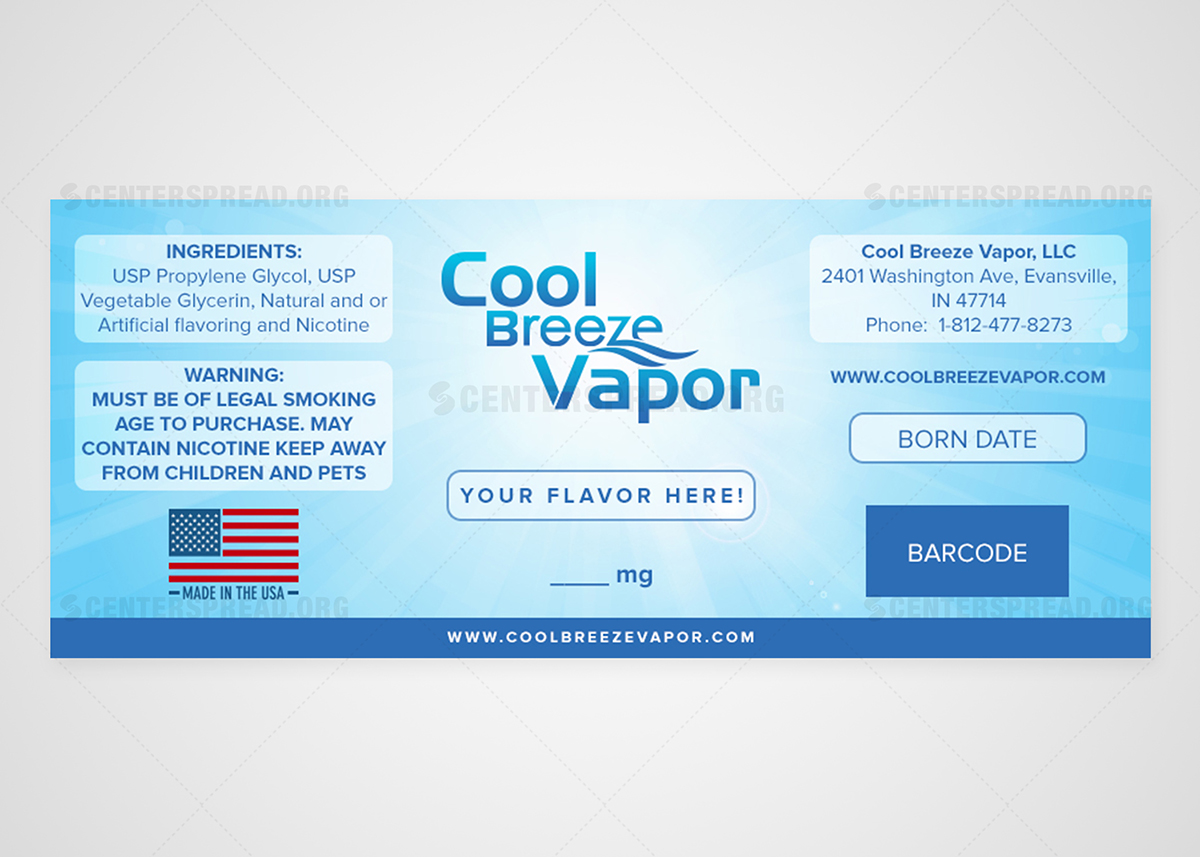 Label Design by CENTERSPREAD for cool breeze vapor | Design #3791682