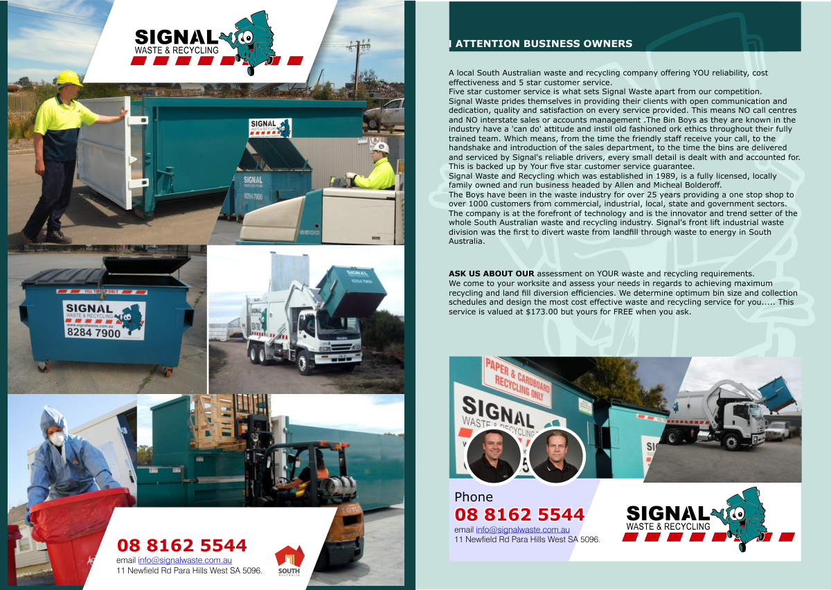 Diseño de Brochure por cornel888 para Signal waste and recycling | Diseño #3814056