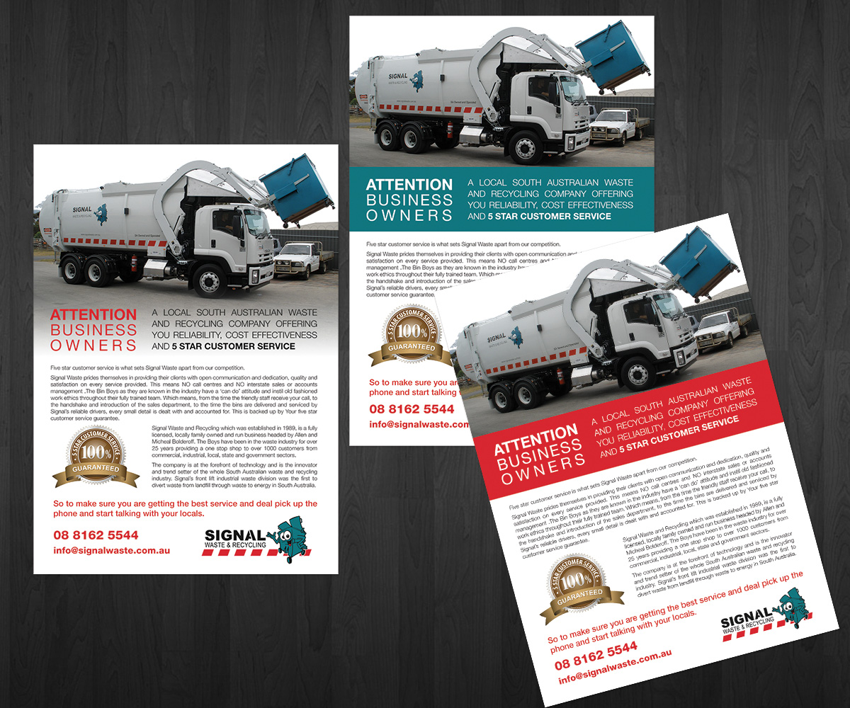 Brochure Design by Deip designs for Signal waste and recycling | Design #3934825