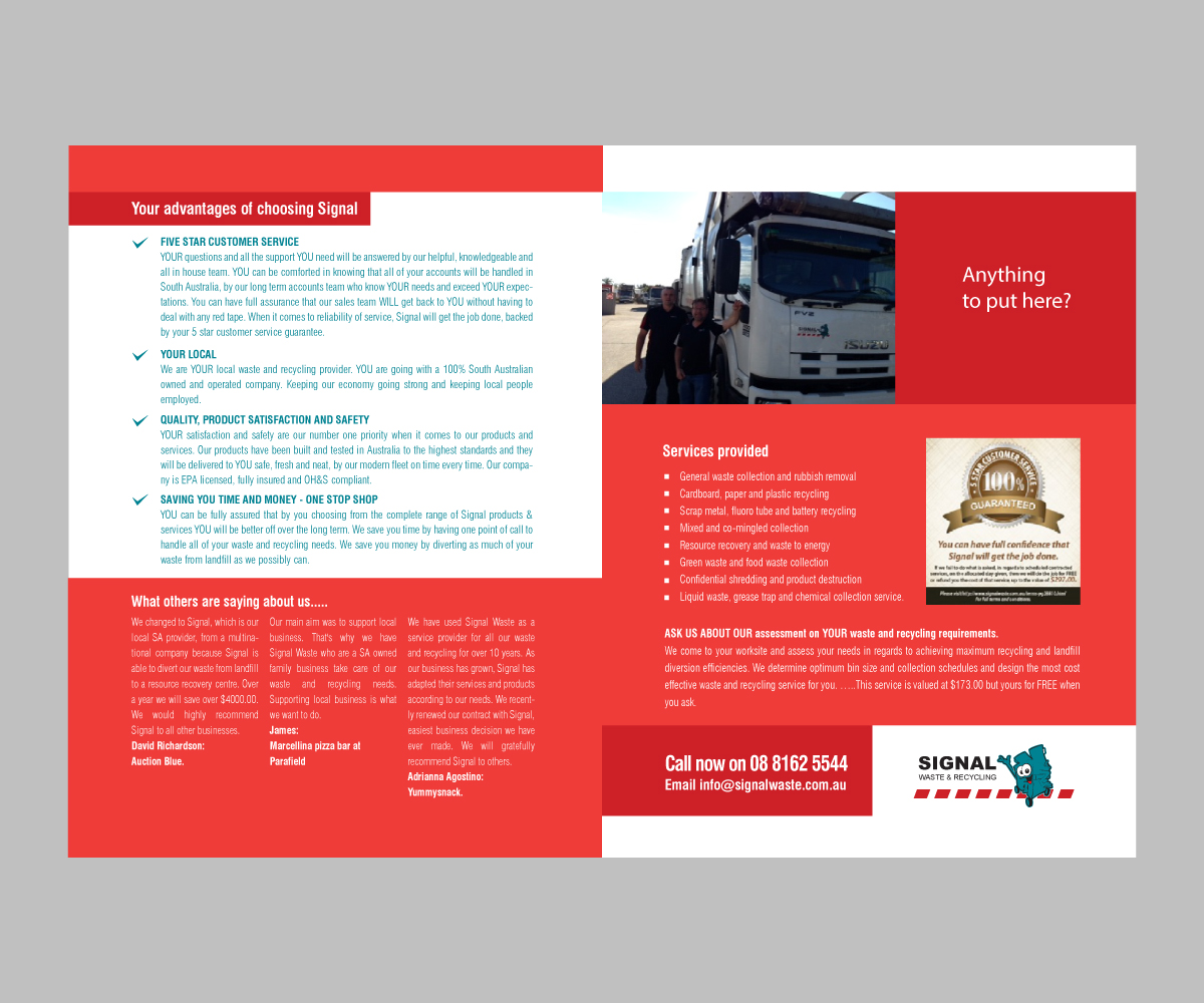 Brochure Design by Birdesign for Signal waste and recycling | Design #3828852