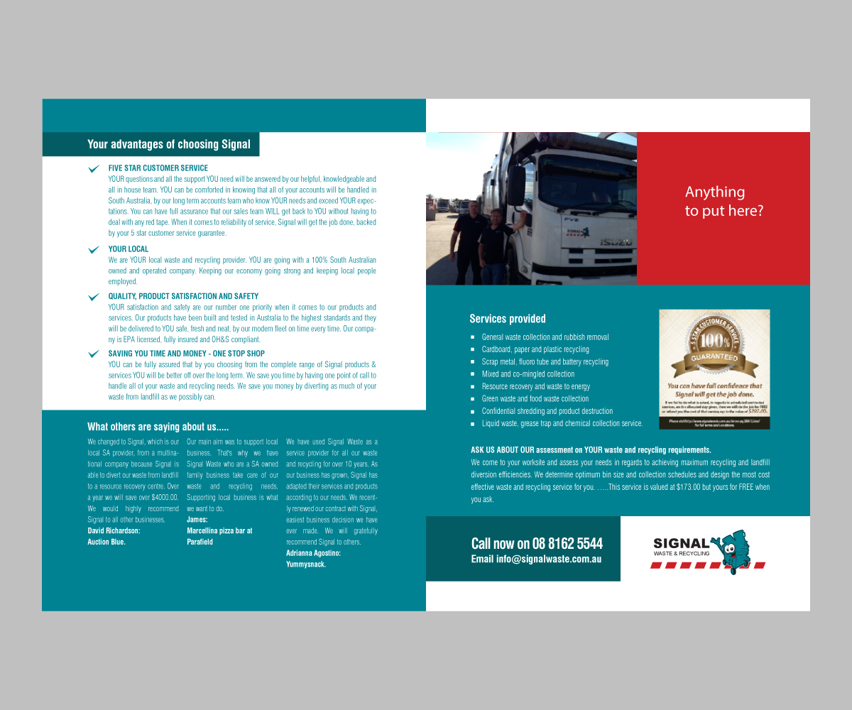 Brochure Design by Birdesign for Signal waste and recycling | Design #3828858