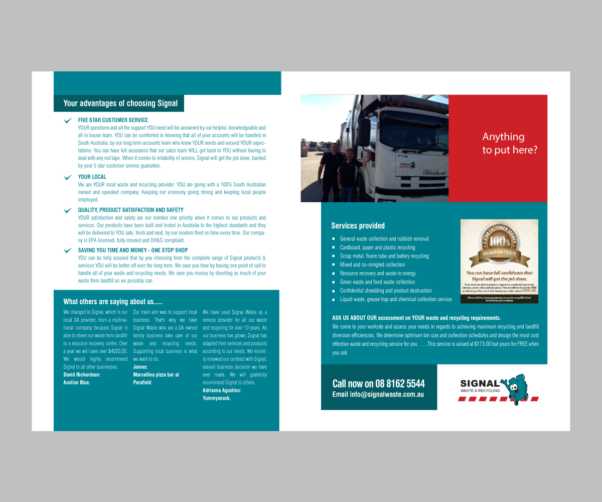 Brochure Design by Birdesign for Signal waste and recycling | Design #3828878