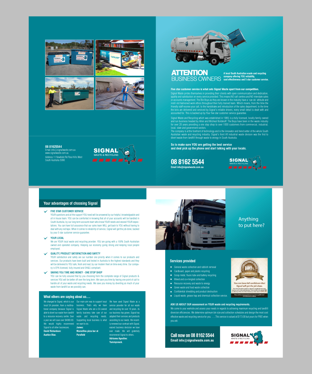 Brochure Design by Birdesign for Signal waste and recycling | Design #3828892