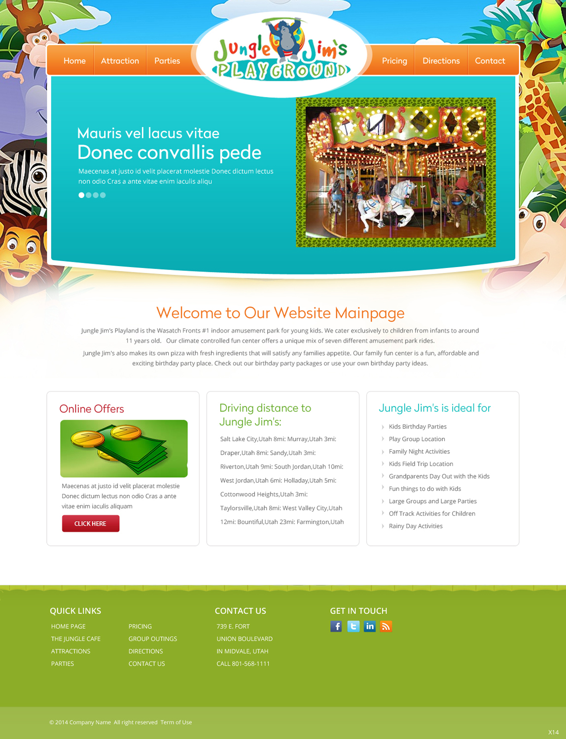 Web Design by pb for Jungle Jim''s Playland | Design #3790388