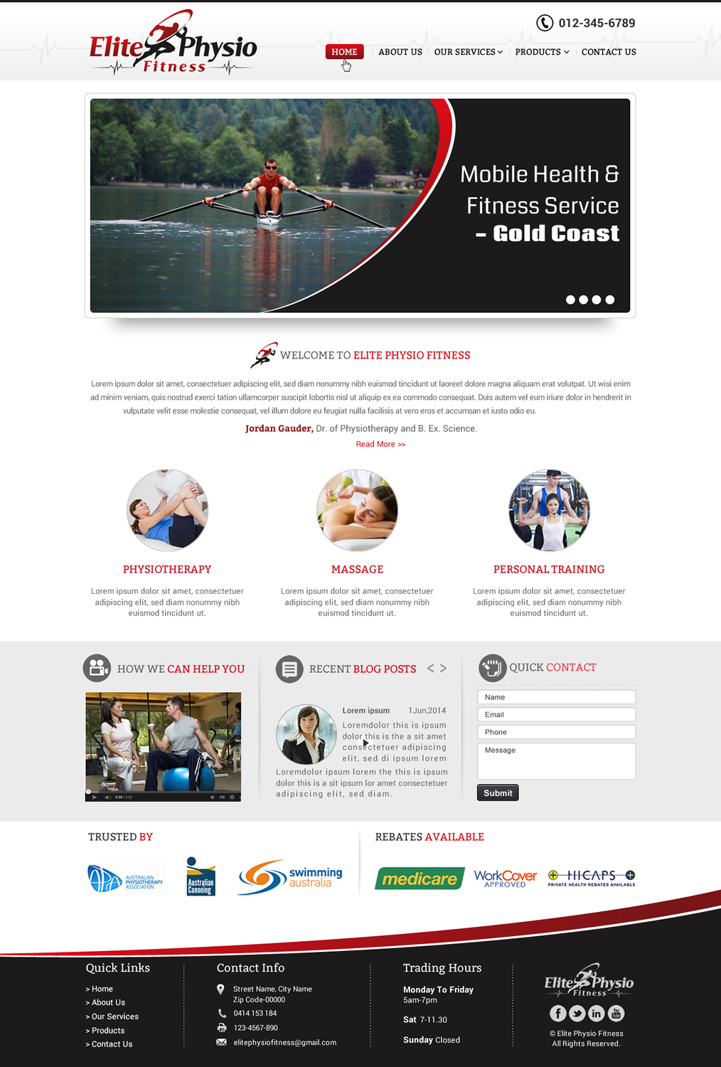 Diseño Web por Sbss para Elite Physio Fitness | Diseño #3847136