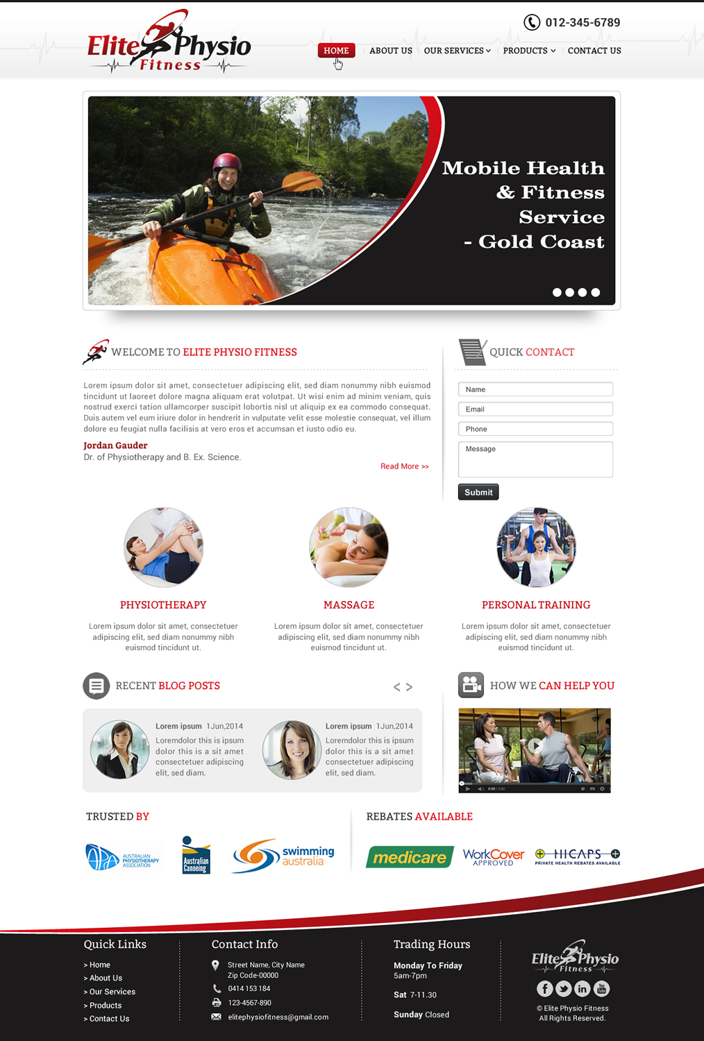 Web Design by Sbss for Elite Physio Fitness | Design #3847140
