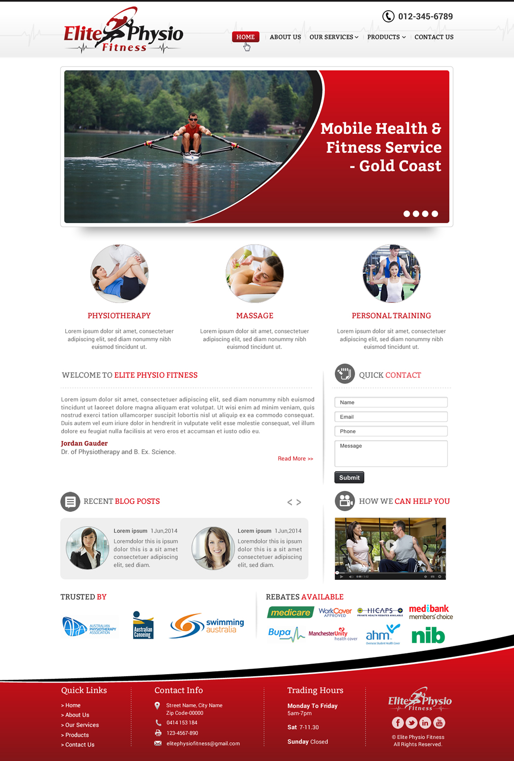 Diseño Web por Sbss para Elite Physio Fitness | Diseño #3850729