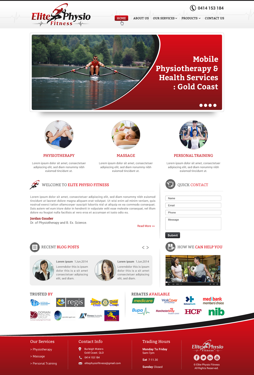 Diseño Web por Sbss para Elite Physio Fitness | Diseño #3897931