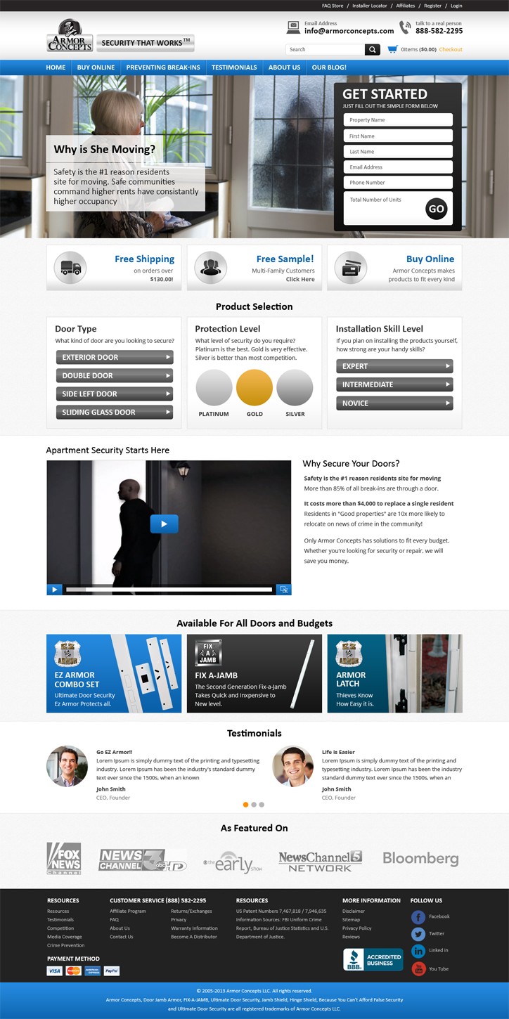 Web Design by Brajpal Freelance Website Designer for Armor Concepts | Design #3784253