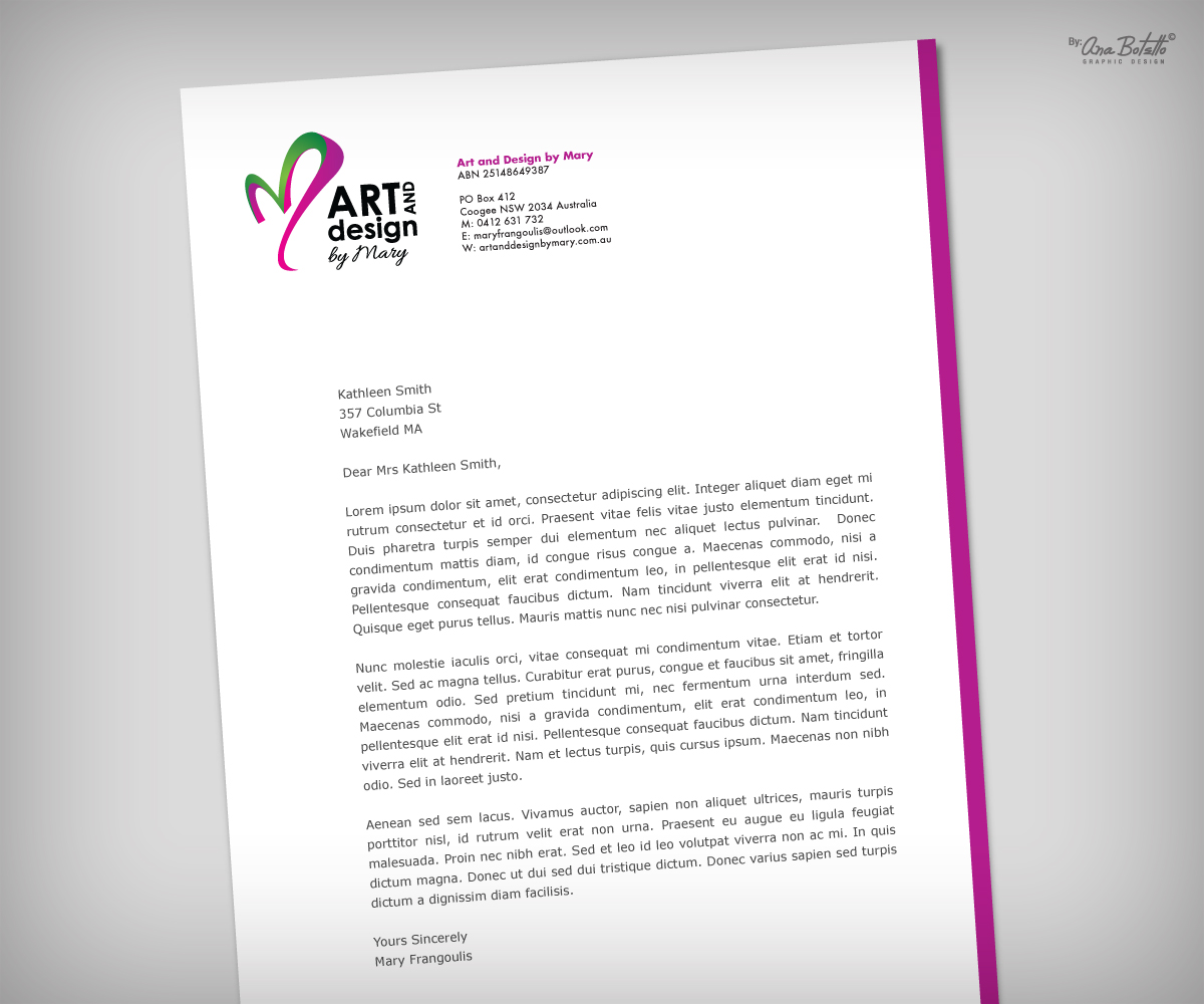 Stationery Design by ABGraphicDesign for Art and Design by Mary | Design #3821158