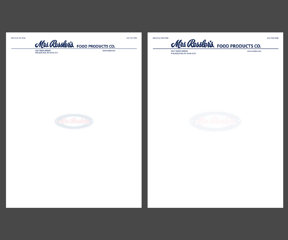 Briefkopf-Design von kousik für Mrs. Ressler's Food Products | Design #3784859