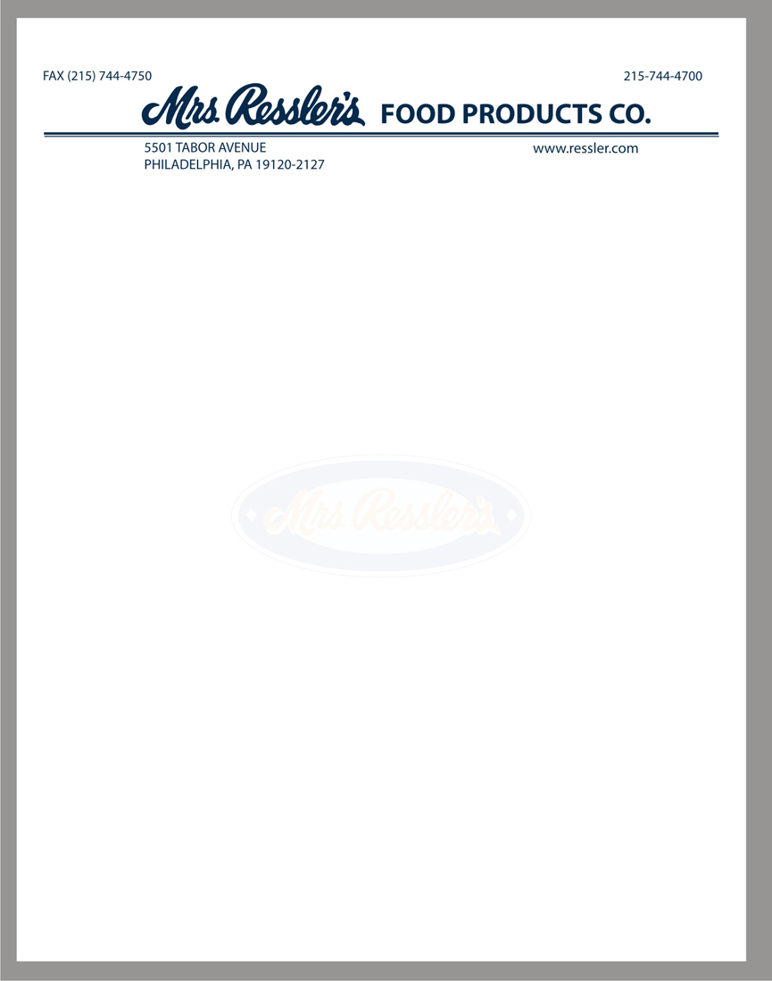 Briefkopf-Design von letsgoguru für Mrs. Ressler's Food Products | Design #3784347