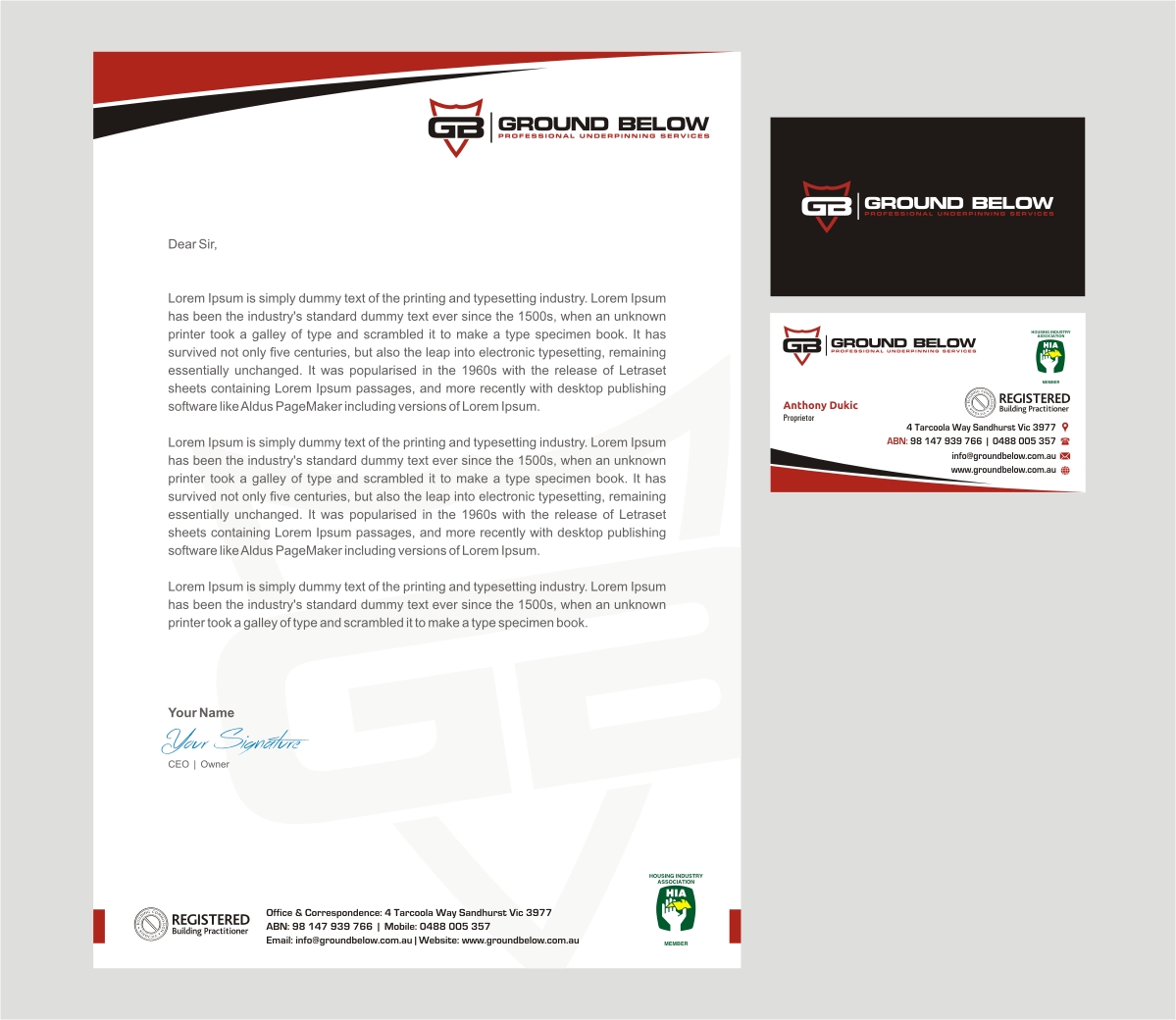 Stationery Design by INDIAN_Ashok for Ground below | Design #3893377