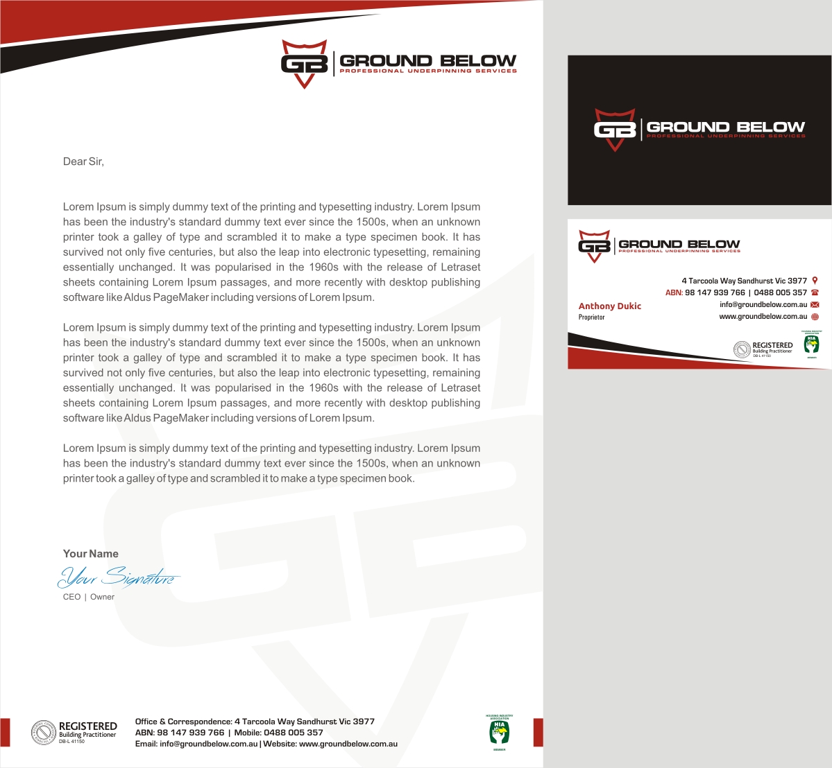 Stationery Design by INDIAN_Ashok for Ground below | Design #3893614