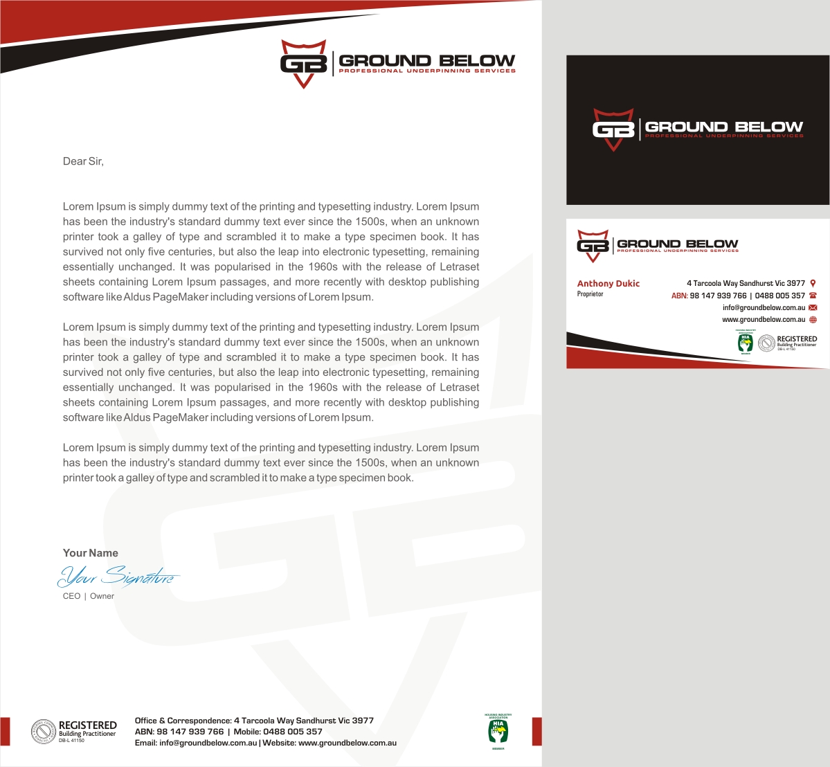 Stationery Design by INDIAN_Ashok for Ground below | Design #3893617