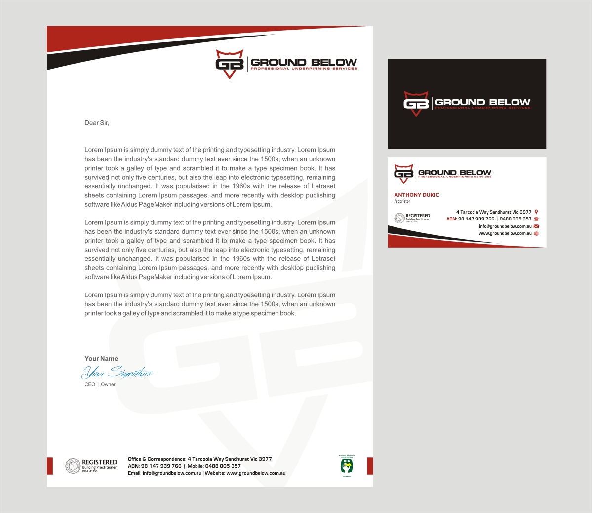 Stationery Design by INDIAN_Ashok for Ground below | Design #3894790