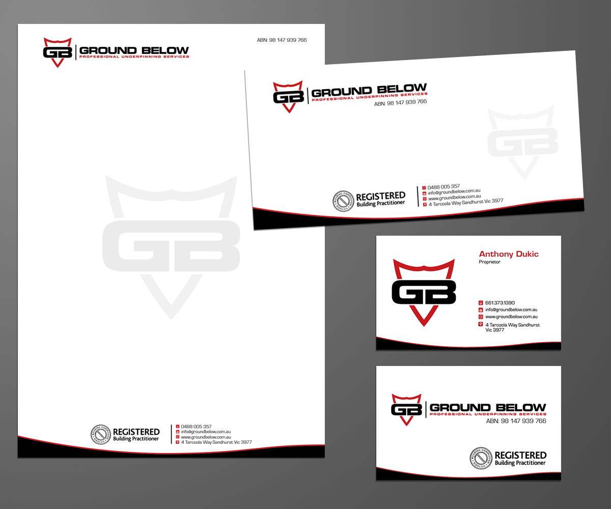 Stationery Design by kousik for Ground below | Design #3805368