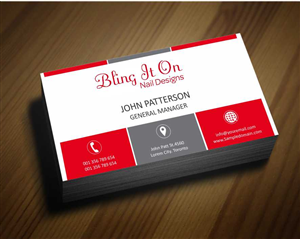 Business Card Design by AwsomeD for Bling it On nail designs  | Design #3808846