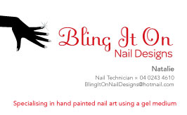 Business Card Design by JaxOnTheMacs for Bling it On nail designs  | Design #3800972