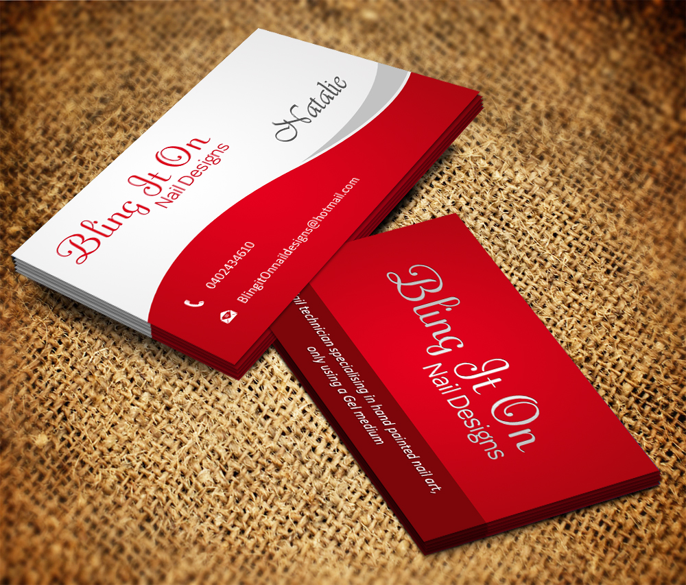 Business Card Design by Owaisias for Bling it On nail designs  | Design #3797783