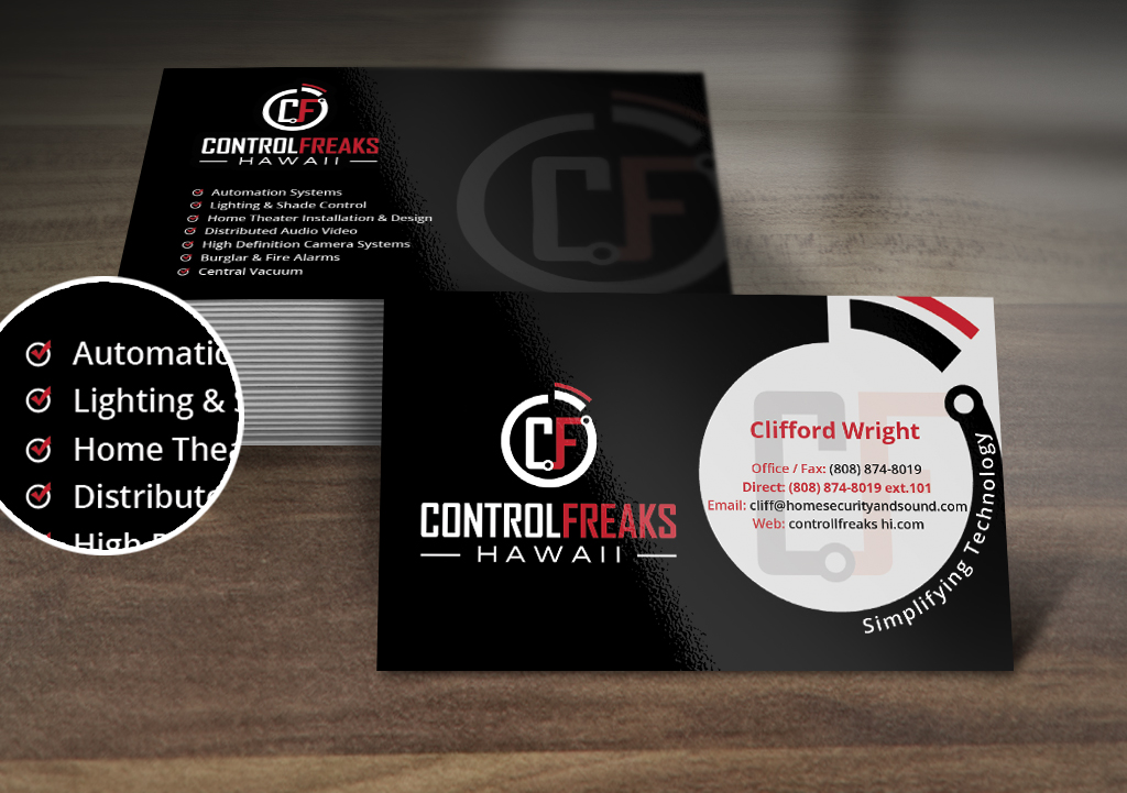 Business Card Design by Nelsur for Control Freaks Hawaii | Design #3976472