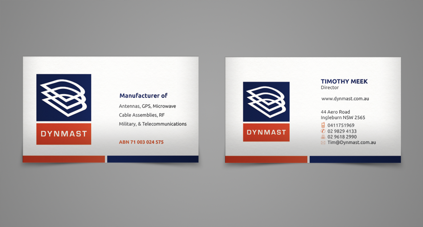 Diseño de Tarjeta de Presentación por BramDwi para Dynmast Pty Ltd | Diseño #3814541
